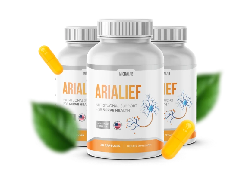 Arialief nerve health supplement bottle for peripheral neuropathy