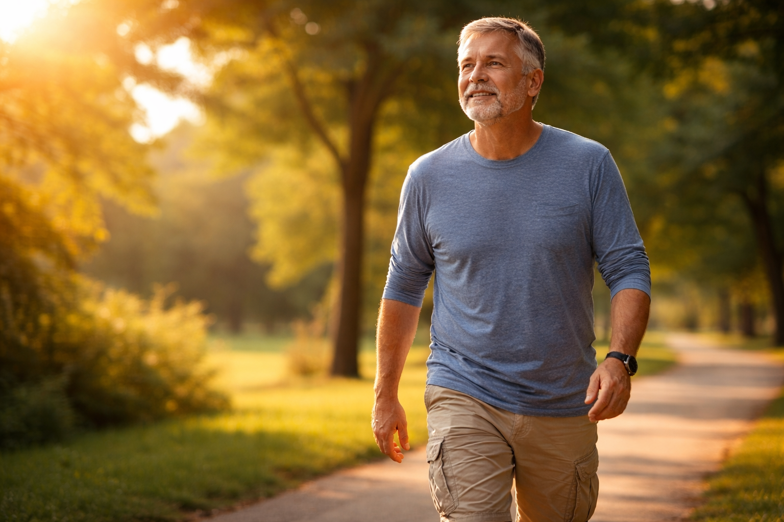 Friendly doctor sitting across from an older female patient in a bright clinic office both engaged in conversation