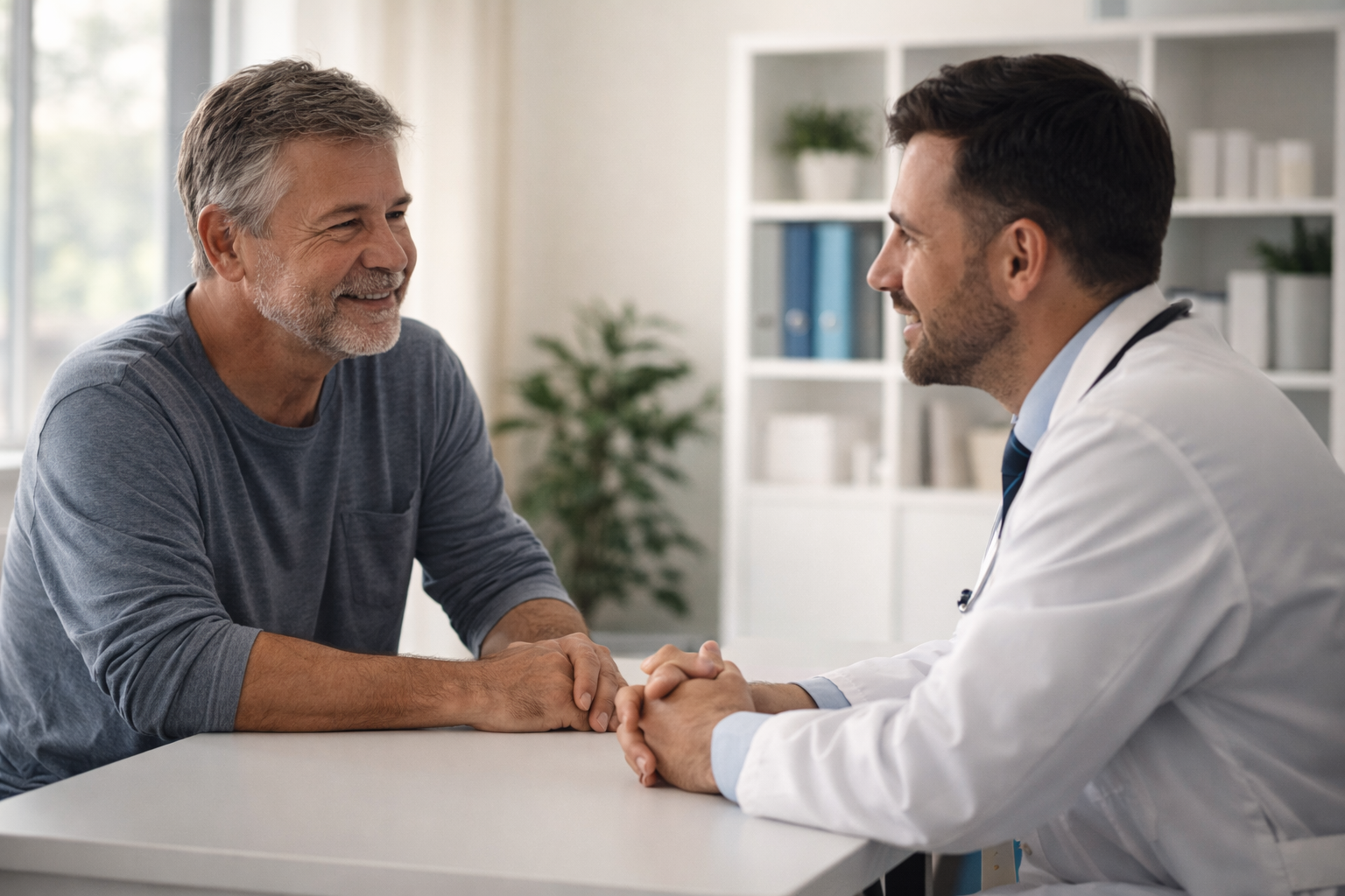 Older patient consulting with doctor about neuropathy symptoms
