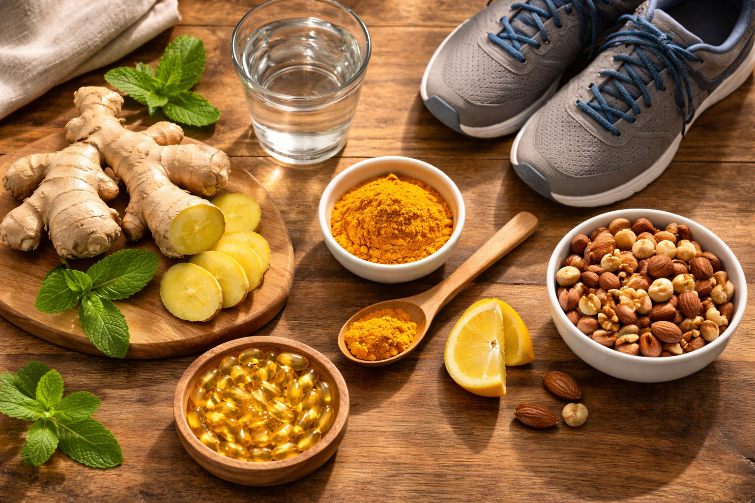 A TENS unit device with electrode pads being applied to the back of an older persons calf against a clean white clinical background